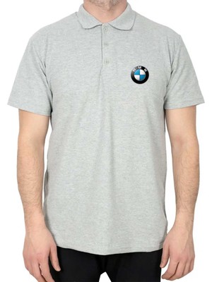 Bmw Logo Polo Yaka Gri Tişört