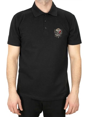 Osmanlı Arma Polo Yaka Siyah Tişört