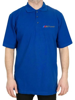 Bmw M Power Text Polo Yaka Mavi Tişört