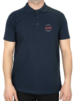 Ac Dc Logo Vintage Polo Yaka Lacivert Tişört