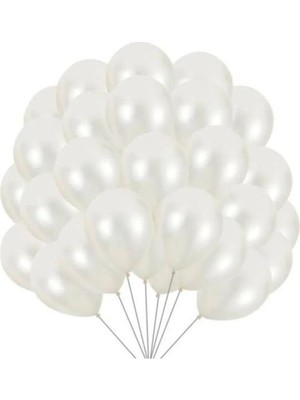 15 Adet Metalik Beyaz Balon - Doğum Günü Konsepti - Parti Malzemeleri - Bride To Be Malzemeleri