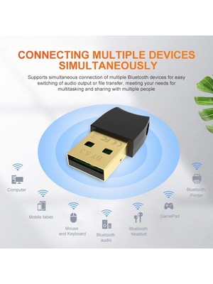 Plentiful Bluetooth V5.3 USB Mini Bluetooth Adaptör Dongle 20MT Kablosuz Adaptör (Çoklu Cihaz Desteği Sağlar)