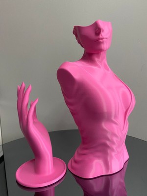 Pembe Renk Dekoratif Takı Mankeni ve El 2'li Set, 30 ve 18 cm Takı Teşhir Standı