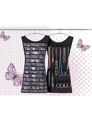 Elbise Şeklinde Takı Organizeri Siyah ve Beyaz, Şıklık ve Düzen Sağlar