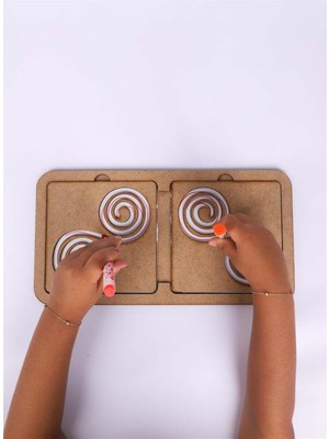 Ahşap Montessori El Kası Geliştirme Spiral Çizgi Oyunu