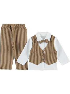 Erkek Yelekli Çizgili Ikili Takım