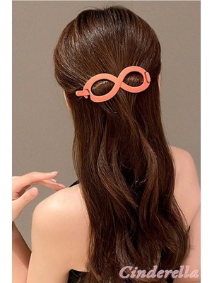 Sonsuz Şekilli Kadın Bahar Saç Tokası Turuncu - Sade ve Şık Klipsli Saç Topuz Tokası