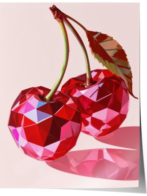 Çerçevesiz Poster, Kalp Şeklinde Cam Kiraz, Mutfak Dekoru Poster No: 109535