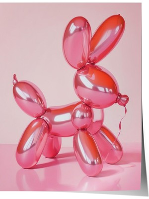 Çerçevesiz Poster, Balon Köpek Heykel Çizimi, Genç Odası Dekoru Poster No: 109493