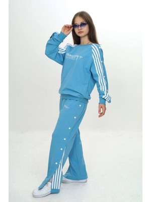 Unisex Çocuk 2 Iplik Çıtçıtlı Alt&üst Eşofman Takımı %100 Pamuk Rahat KALIP-299-EŞT-0006