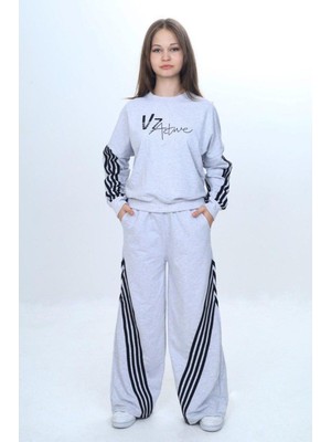 Kız Çocuk %100 Pamuk Şeritli Oversize 2 Iplik Alt&üst Eşofman TAKIMI-305-EŞT-0009