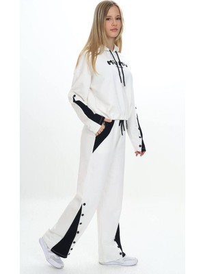 Kız Çocuk %100 Pamuk Kapüşonlu Çıtçıt Detaylı Alt&üst Eşofman TAKIM-179-EŞT-2005