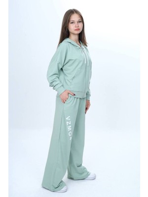 Kız Çocuk %100 Pamuk Kapüşonlu Fermuarlı 2 Iplik Alt&üst Eşofman TAKIMI-309-EŞT-2002