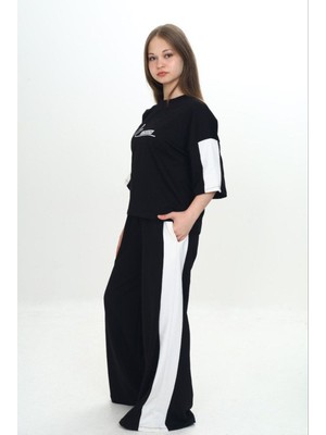 Kız Çocuk %100 Pamuk London Baskılı Oversize Garnili Truvakal Kollu Eşofman TAKIMI-293-EŞT-2010