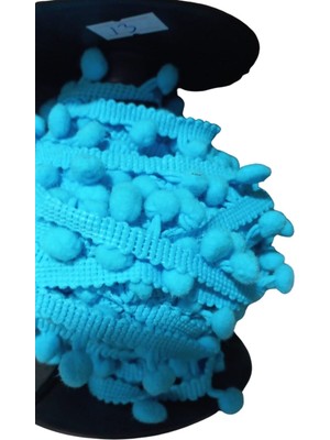 Sıralı Ponpon 1 Metre Bebe Mavisi