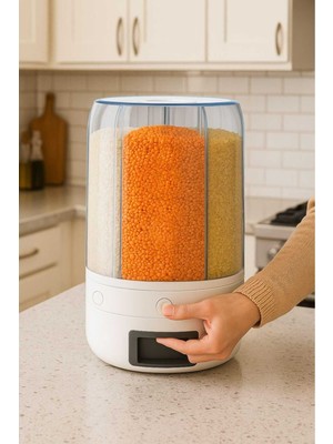 6'lı Dönebilen Saklama Seti, Gıda ve Baharat Organizer, 10 kg Kapasiteli