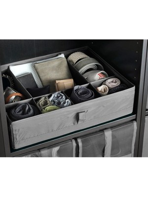 Gri Bölmeli Kutu Gardırop Içi Düzenleyici 44X34X11CM, Saklama ve Organizasyon Için Ideal