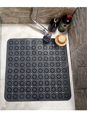 Renkli Kare Vantuzlu Banyo Kaydırmaz Paspas ve Silikon Masaj Pedi
