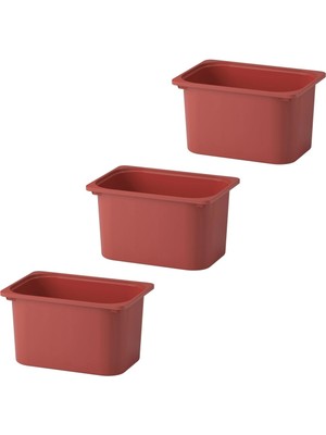 3'lü Plastik Oyuncak Saklama Kutusu Seti, 42X30X23 Cm, Bordo Renk
