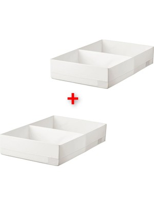 Iki Adet Bölmeli Düzenleme Kutusu, 34X51X10 Cm, Beyaz, Set, Çekmece Içi Organizatör