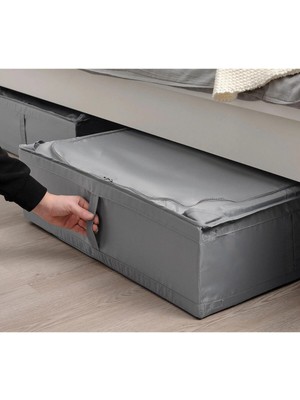 Şık Fermuarlı Düzenleme Kutusu 63X53X19 Cm, Gri Polyester Hurç