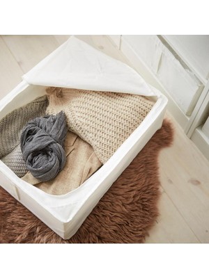 Beyaz Saklama Kutusu, 44X55X19 Cm, Dayanıklı ve Şık Organize Edici