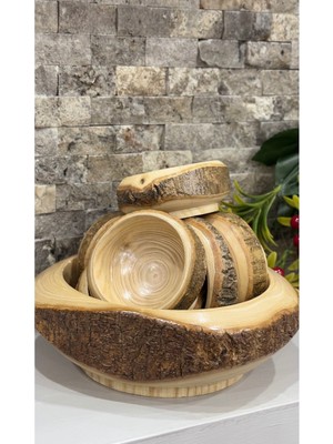 Ahşap 7 Parçalı Çerezlik Takımı, Şık ve Kullanışlı Ev Dekoru