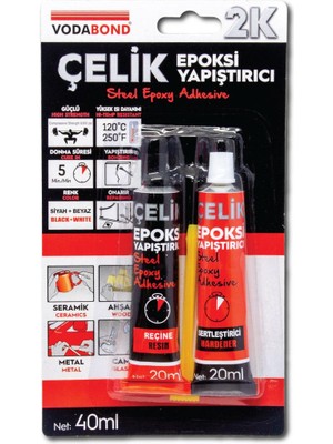 Vodabond Isıya Dayanıklı Çok Amaçlı Epoksi Çelik Yapıştırıcı 40 Ml.