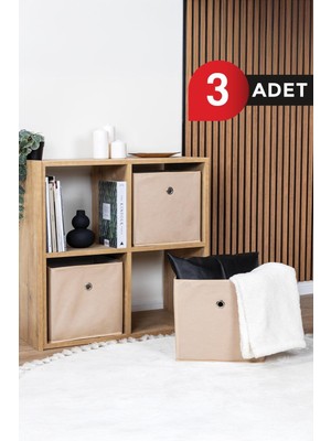 Bej 3'lü Düzenleyici Kutular, 30X30X30 Cm, Kapaksız, Dolap Içi Organizer