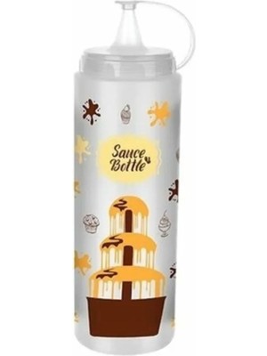 Renkli Çikolata Sos Şişesi, Şeffaf, 700 Ml, Tatlı ve Süsleyici Malzeme