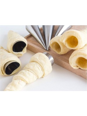 Renkli Kornet Kurabiye Şekil Verici, Paslanmaz Çelik Kalıp, 6'lı Paket