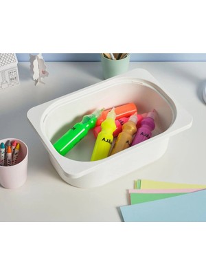 Şık Masa Üstü Düzenleme Kutusu 20X30X10 cm Beyaz Plastik Organizer