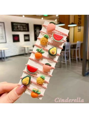 10'lu Meyve Figürlü Çocuk Lastik Toka Seti Model-2