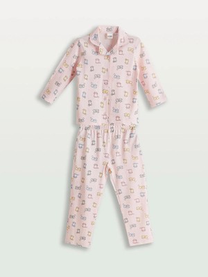 Lcw Kids  Gömlek Yaka Baskılı Kız Çocuk Pijama Takım  (W5)