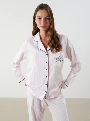 Lcw Dream  Gömlek Yaka Çizgili Kadın Pijama Takımı  (W5)