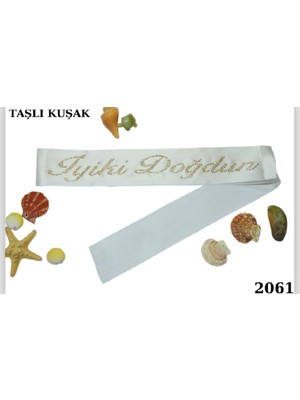 Taşlı Kuşak Iyi Ki Doğdun Beyaz