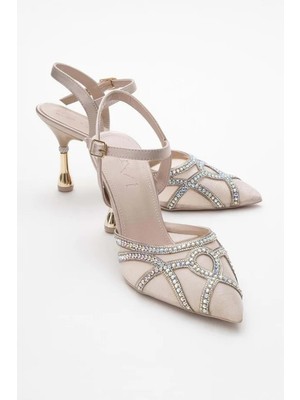 Papuç Sepeti 5006-1 Kadın 9,5 cm Topuk Arkası Açık Fantezi Ayakkabı