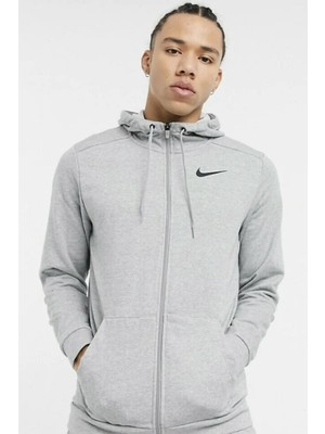 Nike Dri-Fıt Full Zip Erkek Gri Kapüşonlu Sweatshirt