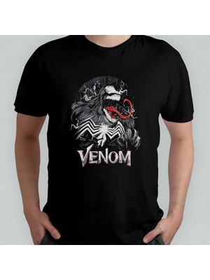 Pixxa Venom Spider-Man Unisex %100 Pamuklu Bisiklet Yaka T-Shirt Model 1