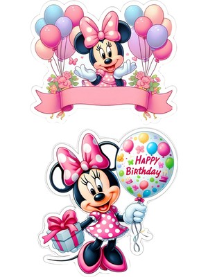 Deniz Parti Minnie Mouse Yenilebilir Cupcake ve Pasta Resim Baskı