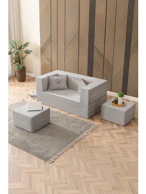 Neo Çift Kişilik Açılır Koltuk & Çift Kişilik Puflu & Uzanma Koltuğu & Silinebilir Çok Amaçlı