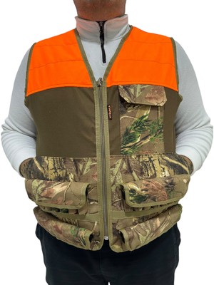 Uyğurca Turuncu Omuzlu Meşe Desen Avcı Yeleği - 30 Fişek Kapasiteli - 12 Kalibre