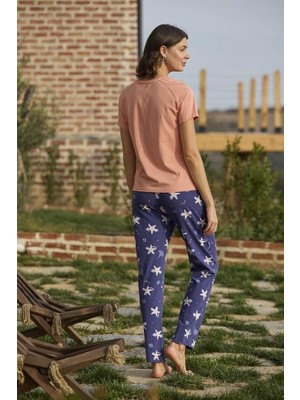 Monamise Deniz Yıldızı Desenli ve Baskılı Önü Düğmeli ''listen The Song Of The Sea'' Pijama Takımı