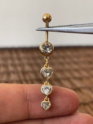 Aida Jewelss 316 L Cerrahi Çelik Zirkon Taşlı Pırlanta Modeli Parlak Göbek Piercingi