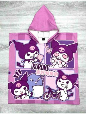 Kız Çocuk Panço Havlu Plaj Havlusu Kuromi