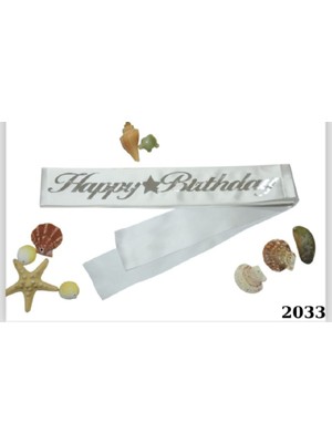 Kuşak Happy Birthday Beyaz-Gümüş