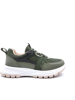 Bulldozer B260914 Tüvit Kumaş Detaylı Haki Yeşil Kadın Sneaker Ayakkabı