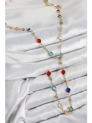 Zarif Kadın Için Golden Pirinç Renkli Stil Zirkonlu Y Kolye