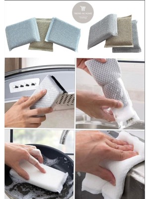 Oskar Fırça Sihirli Lnox Paslanmaz Teli Bulaşık Süngeri Sünger Antibakteriyel ,deterjan Gerektirmez 3lü Paket