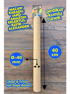 Vixpet Venty Pedikür Papağan Tüneği 40 cm Kumlu Tünek - Büyük Irk | Macaw | Kakadu | Jako | Amazon | İskender | Eklektus | Kayık | L242